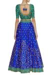 Shop_Vandana Sethi_Blue Raw Silk Cutdana, Beads Round Zari Embroidered Lehenga Set_at_Aza_Fashions