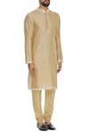 Nachiket Barve_Beige Silk Pintuck Kurta Set_Online_at_Aza_Fashions