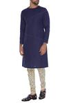 Buy_Dev R Nil_Blue Linen Classic Kurta_at_Aza_Fashions