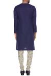 Shop_Dev R Nil_Blue Linen Classic Kurta_at_Aza_Fashions