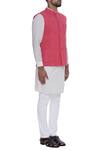 Dev R Nil_Pink Cotton Nehru Jacket_Online_at_Aza_Fashions