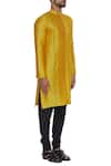 Dev R Nil_Yellow Chanderi Classic Kurta _Online_at_Aza_Fashions