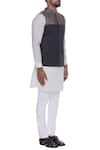 Dev R Nil_Grey Cotton Tissue Classic Nehru Jacket  _Online_at_Aza_Fashions