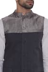 Shop_Dev R Nil_Grey Cotton Tissue Classic Nehru Jacket  _Online_at_Aza_Fashions