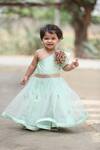 Buy_Kirti Agarwal - Pret N Couture_Green Golden Embroidered Layered Dress For Girls_at_Aza_Fashions