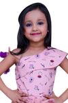 Kirti Agarwal - Pret N Couture_Peach Pleated Flare Printed Dress For Girls_Online_at_Aza_Fashions