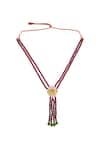 Buy_Posh By Rathore_Maroon Beads Layered Long Necklace _at_Aza_Fashions
