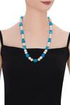 Shop_Posh By Rathore_Blue Pearl Bead Embellished Necklace _at_Aza_Fashions