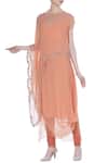 Buy Kavita Bhartia Peach Chiffon Bardot Embellished Kurta Set at Aza Fashions Buy_Kavita Bhartia_Peach Chiffon Bardot Embellished Kurta Set _at_Aza_Fashions
