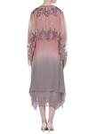 Shop_Kavita Bhartia_Grey Round Embroidered Cape With Kurta  _at_Aza_Fashions