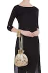 Shop_The Pink Potli_Gold Sequins, Tassels Velvet Petal And Cut Dana Embroidered Potli _at_Aza_Fashions