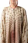 Shop_Shasha Gaba_Beige Embroidered Flared Sleeves Kaftan Dress_at_Aza_Fashions