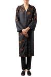Buy_Shasha Gaba_Grey Flower Motif Embroidered Kurta With Straight Fit Pants_at_Aza_Fashions