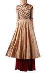 Buy_SHASHA GABA_Beige Embroidered Anarkali Kurta With Skirt_at_Aza_Fashions