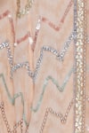 Ohaila Khan_Peach Chevron Woven Crepe Embroidered Beads Square Neck Zigzag Anarkali Gown_at_Aza_Fashions