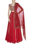 Buy_Ohaila Khan_Red Georgette Embroidered Beads Round Zardozi And Chain Lehenga Set_at_Aza_Fashions