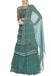 Buy_Ohaila Khan_Green Georgette Embroidered Beads Round Ruffled Zardozi Lehenga Set_at_Aza_Fashions