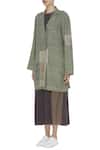 Urvashi Kaur_Green Cotton Patchwork, Embroidery Oversized Blazer Jacket _Online_at_Aza_Fashions