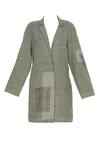 Buy_Urvashi Kaur_Green Cotton Patchwork, Embroidery Oversized Blazer Jacket _Online_at_Aza_Fashions