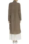 Shop_Urvashi Kaur_Brown Cotton Embroidered Beads Round Tunic With Button Placket  _at_Aza_Fashions