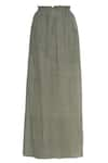 Urvashi Kaur_Green Cotton Embroidered Beads Round Gathered Waist Maxi Skirt  _Online_at_Aza_Fashions