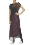 Buy_Urvashi Kaur_Gray Kota Doria Round Neck, Leheriya Dyed Cotton Dress With Slip _at_Aza_Fashions