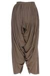 Urvashi Kaur_Brown Cotton Embellished Beads Round Cowl Draped Striped Pants  _Online_at_Aza_Fashions