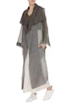 Buy_Urvashi Kaur_Grey Kota Silk Embellished Beads Round Oversized Jacket _at_Aza_Fashions