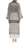 Shop_Urvashi Kaur_Grey Kota Silk Embellished Beads Round Oversized Jacket _at_Aza_Fashions