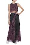 Buy_Urvashi Kaur_Black Kota Doria Leheriya Wave Dyed Pleated Skirt _at_Aza_Fashions
