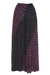 Shop_Urvashi Kaur_Black Kota Doria Leheriya Wave Dyed Pleated Skirt _at_Aza_Fashions