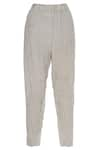 Urvashi Kaur_Beige Cotton Embroidered Beads Round Checkered Pants  _Online_at_Aza_Fashions