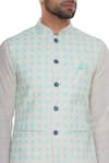 Shop_Nautanky_Blue Handwoven Cotton Printed Checkered Jacket  _Online_at_Aza_Fashions