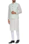 Buy_Nautanky_Blue Handwoven Cotton Nehru Jacket  _at_Aza_Fashions