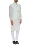 Nautanky_Blue Handwoven Cotton Nehru Jacket  _Online_at_Aza_Fashions