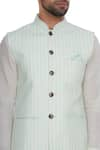 Shop_Nautanky_Blue Handwoven Cotton Nehru Jacket  _Online_at_Aza_Fashions