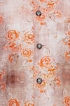 Nautanky_Orange Thai Silk Print Rose Nehru Jacket  _at_Aza_Fashions