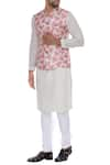 Buy_Nautanky_Pink Thai Silk Printed Nehru Jacket  _at_Aza_Fashions