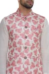 Shop_Nautanky_Pink Thai Silk Printed Nehru Jacket  _Online_at_Aza_Fashions