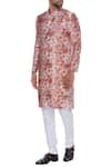 Buy_Nautanky_Multi Color Thai Silk Printed Rose Kurta With Churidar _at_Aza_Fashions