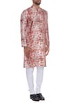 Nautanky_Multi Color Thai Silk Printed Rose Kurta With Churidar _Online_at_Aza_Fashions