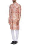 Buy_Nautanky_Orange Thai Silk Printed Rose Bundi And Kurta Set  _Online_at_Aza_Fashions