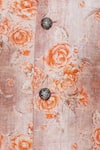 Nautanky_Orange Thai Silk Printed Rose Bundi And Kurta Set  _at_Aza_Fashions