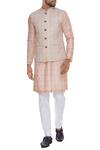 Buy_Nautanky_Pink Cotton, Thai Silk Vintage Coin Print Bundi Kurta Set _at_Aza_Fashions