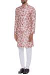 Buy_Nautanky_Pink Cotton, Thai Silk Rose Print Bundi Kurta Set _Online_at_Aza_Fashions