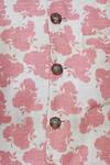 Nautanky_Pink Cotton, Thai Silk Rose Print Bundi Kurta Set _at_Aza_Fashions