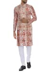 Buy_Nautanky_Multi Color Cotton, Thai Silk Rose Printed Kurta With Nehru Jacket And Churidar _at_Aza_Fashions