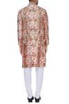 Shop_Nautanky_Multi Color Cotton, Thai Silk Rose Printed Kurta With Nehru Jacket And Churidar _at_Aza_Fashions