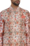 Shop_Nautanky_Multi Color Cotton, Thai Silk Rose Printed Kurta With Nehru Jacket And Churidar _Online_at_Aza_Fashions