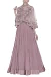 Buy_Abhishek Vermaa_Pink Embroidered Cape Lehenga Set_at_Aza_Fashions